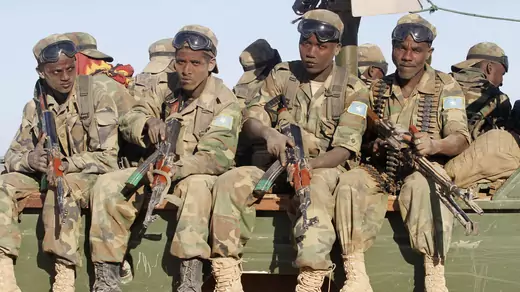 Somali forces make their way to Barawe during the second phase of Operation Indian Ocean.